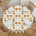 thumbnail image 1 of Round Tablecloth Rustic Pumpkin Pattern 60 Inch Table Cover for Dining Polyester Cloth with Scalloped Edges Stain Resistance Kitchen Picnic Party Restaurant Decoration, 1 of 6