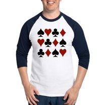 CafePress - Playing Card Symbols Baseball Jersey - Cotton Baseball Jersey, 3/4 Raglan Sleeve Shirt