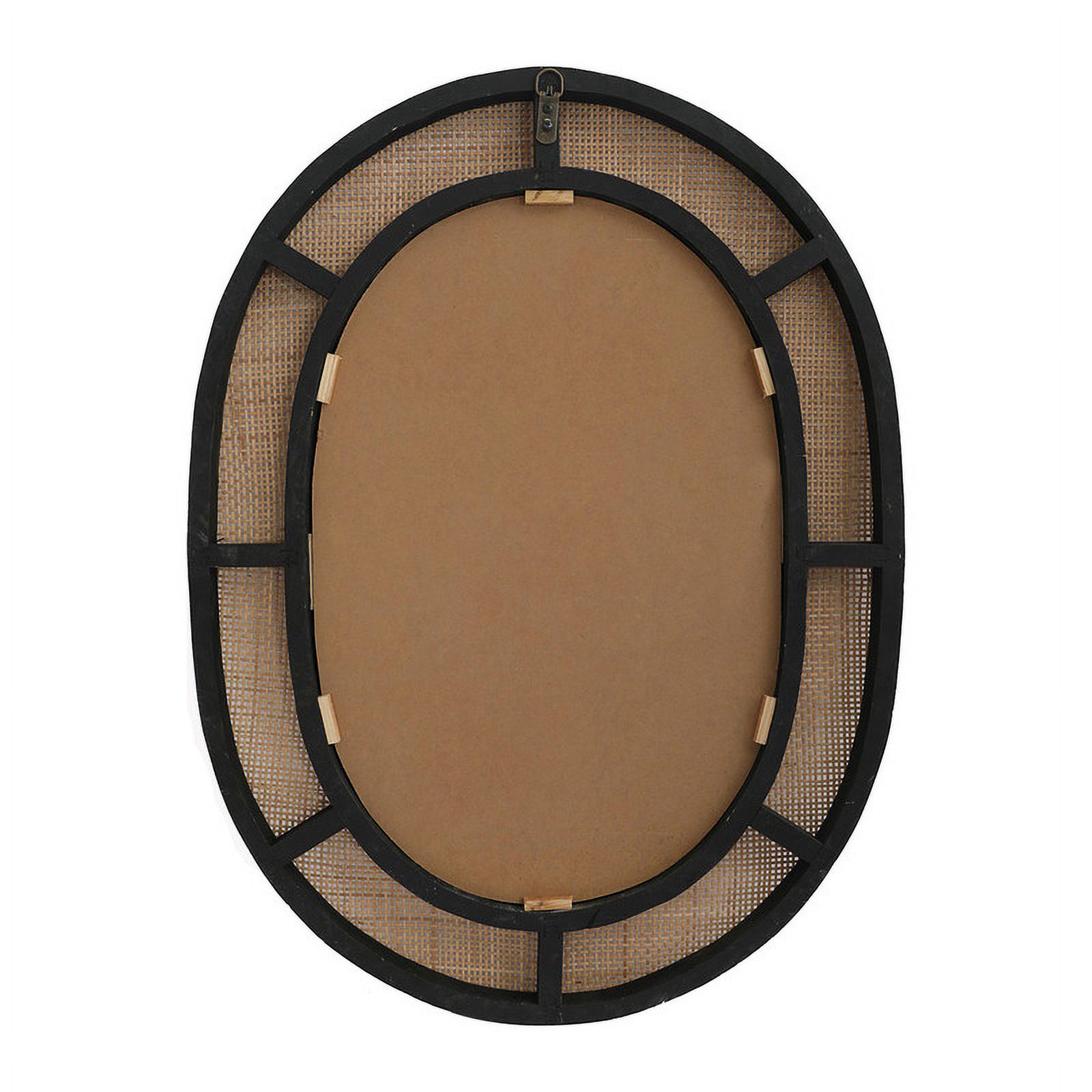 Brinley Tan Rattan-Bamboo Oval Boho Wall Mirror