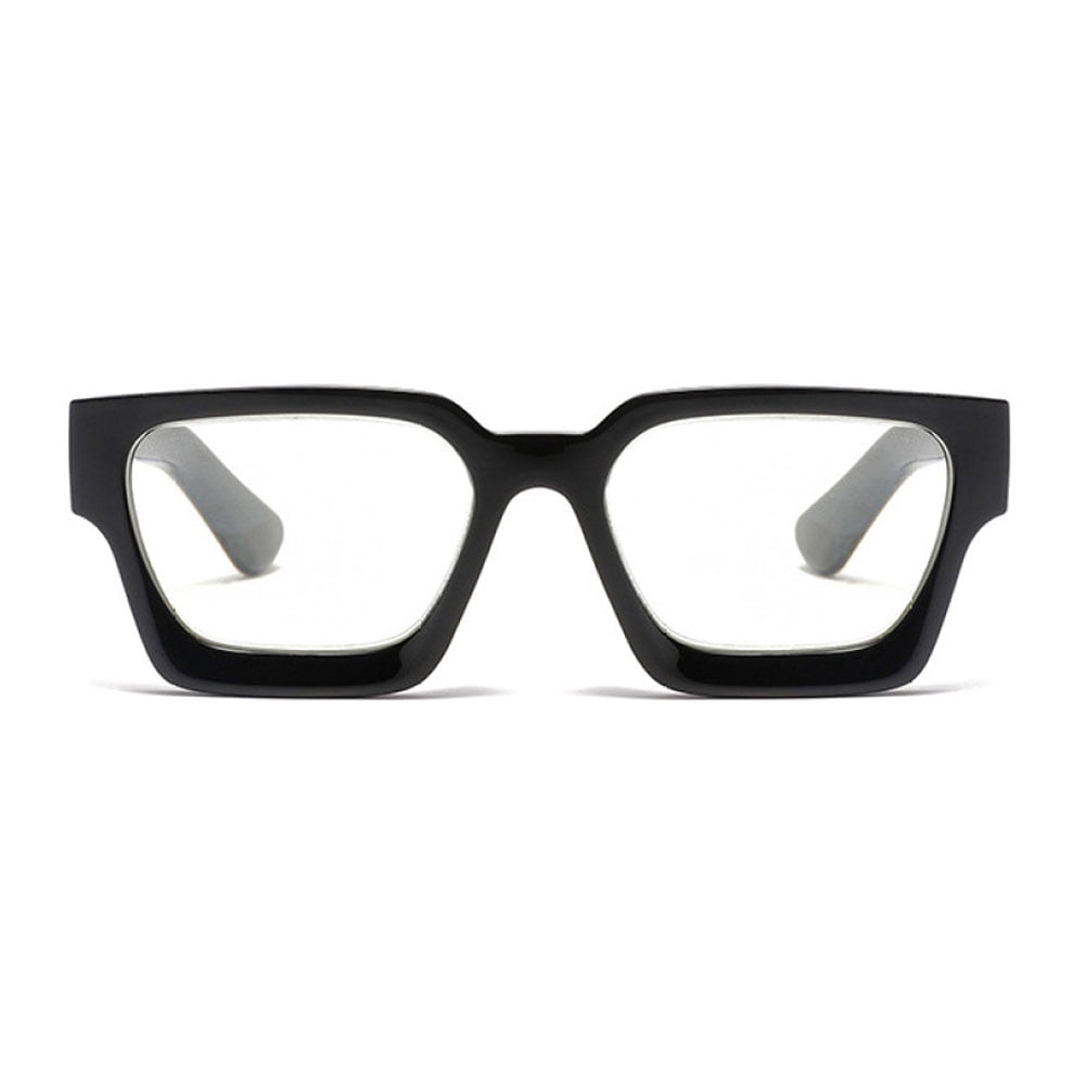 5 Pairs of Black Thick Oversize Square Candy Color Reading Glasses 3.00 for Women and Men, Stylish Blue Light Blocking Spring Hinge Readers +3.00