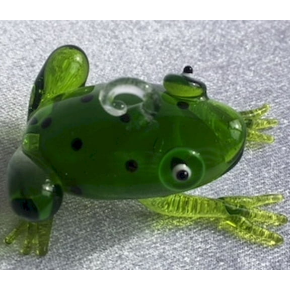 Hanging Green Frog Glass Ornament