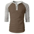 thumbnail image 4 of UVEASISHA Fashion Henley Shirts for Men Raglan 3/4 Sleeve Baseball Tshirt Regular Fit Casual V Neck Button Up T-Shirts Fall Fashion Clothes Coffee M, 4 of 8