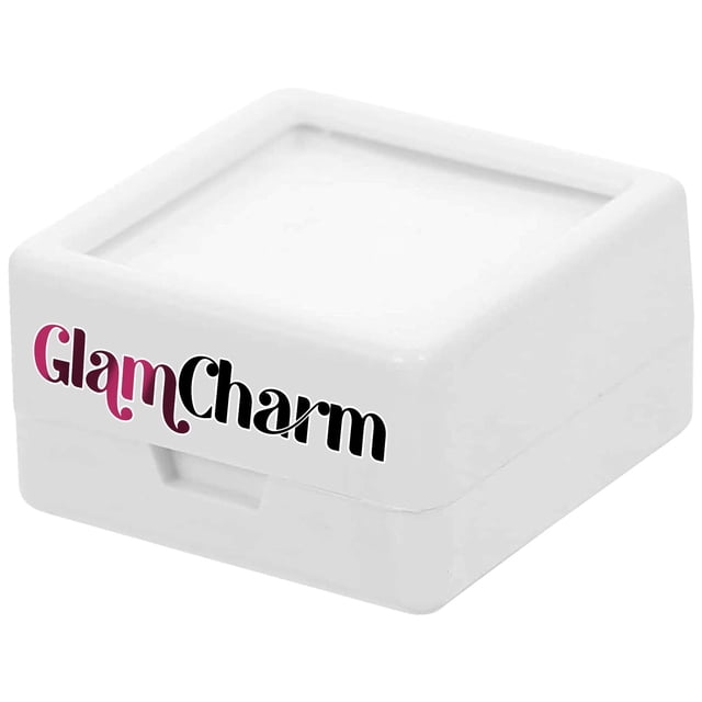 Cajas para Boutique de Joyas GlamWhite3 1Pza Blanco 3x3x1.7cm Plástico Interior Terciopelo Joyero con Logo.
