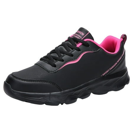Fauean Womens Sneakers Comfortable Thick Soled Sneakers Breathable Soft Soled Travel Shoes Hot Pink Size 38