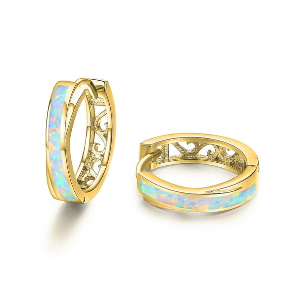 TANGPOET Opal Hoop Earring Cartilage Earrings for Women 925 Sterling Silver Opal Jewelry Gift