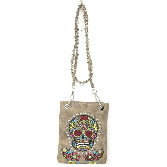 Premium Sugar Skull Mini Messenger Bags Purses in Multi-color