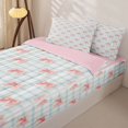 thumbnail image 3 of Manfei Modern Geometric Grid Zipper Twin Comforter Sets with Fitted Sheet and 2 Pillowcases,Pink Kawaii Bowknot Zipper Bedding Set,Pink Reversible,4-Piece, 3 of 7