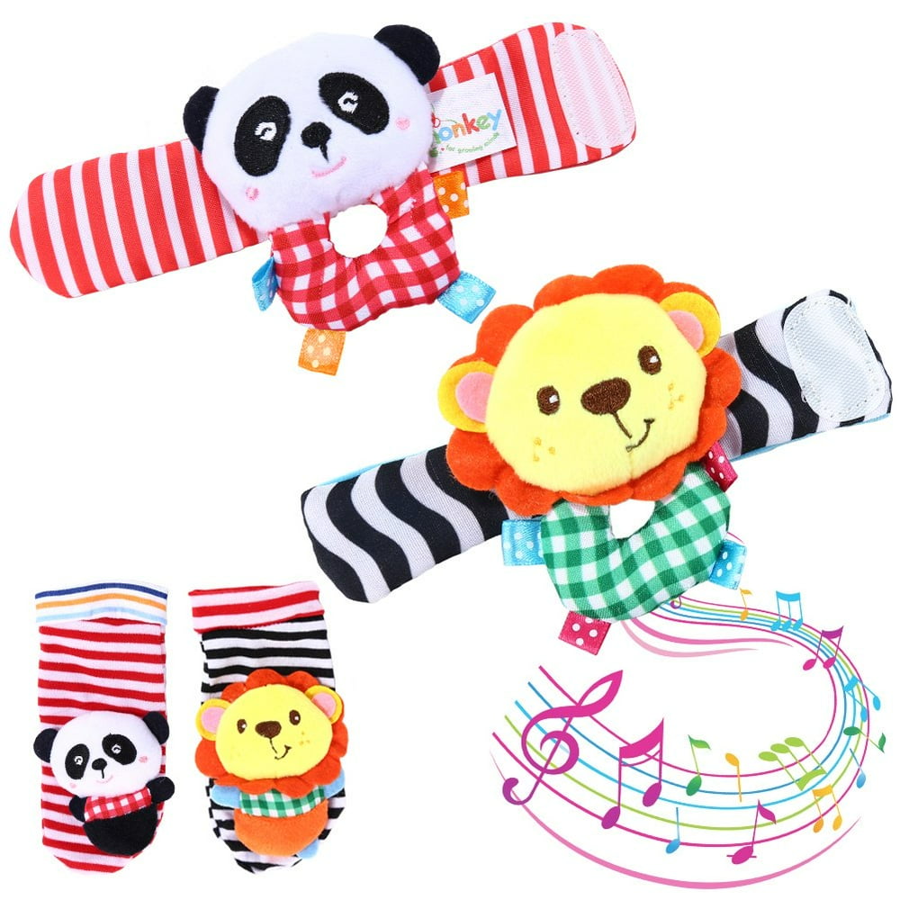 Coolmade Baby Sock Rattle, 4pcs Wrist Rattle and Foot Toys Set, Toddler