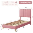 thumbnail image 3 of Twin Bed Frame With Headboard,Boucle Upholstered Platform Bed with Wave Headboar,Wooden Slats,Noise-Free,No Box Spring Needed,Easy Assembly Pink, 3 of 6