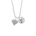 thumbnail image 2 of Delight Jewelry Antiqued Alligator Print Heart Silvertone Script Initial Disc - T - Charm Necklace, 20"+3", 2 of 4