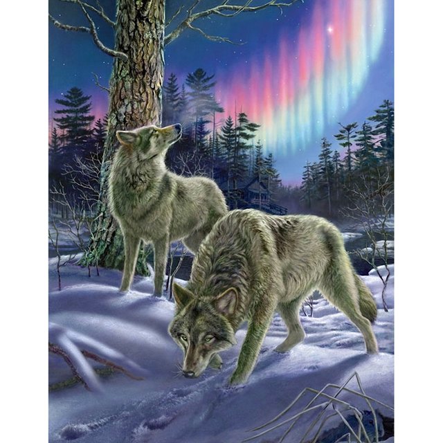 Diamond Painting (DE5044) 5D Wolf in Midnight DIY Home Square Picture Kit 40x50cm FLhrweasw Nuevo