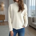 thumbnail image 2 of GigrtiJin Women's Sweaters Long Sleeves Mock Neck Solid Color Knitted Sweater Comfy Loose Casual Pullover Tops, 2 of 5