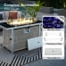 K&K 43" Propane Gas Fire Pit Table, 60000 BTU Rectangular Open Weave Wicker Fire Pit with Glass Wind Guard for Outside Patio Deck Garden Backyard - Grey