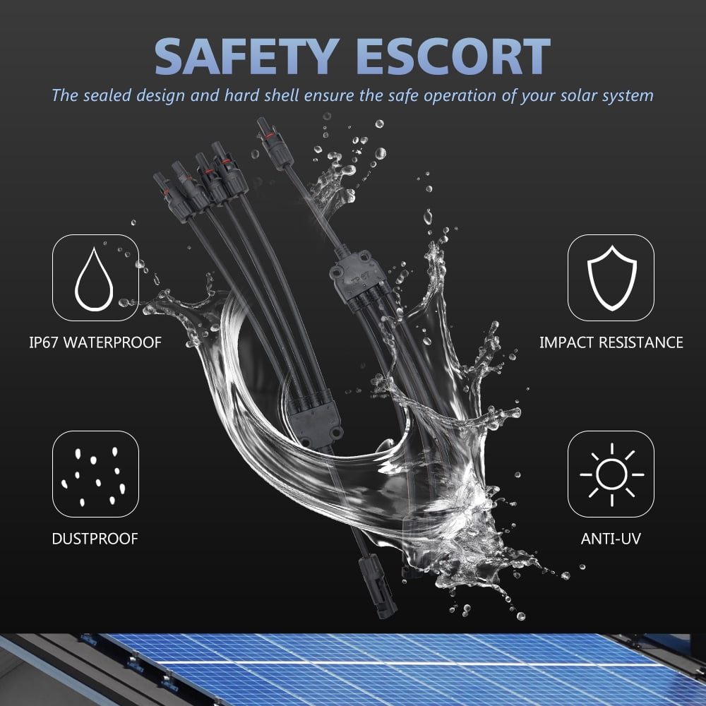 MAKERELE 1000V DC Solar Y Branch Connectors , IP67 Waterproof,Solar Panel Connector FMMMM+MFFFF for Parallel Connection Between Solar Panels(2Pairs)