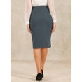 thumbnail image 3 of DARING DIVA Women's Business Knee Length High Waist Bodycon Suit Skirt L Grey, 3 of 6