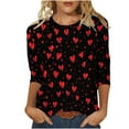thumbnail image 4 of Vetsdori Womens 3/4 Sleeve Tops Plus Size Summer Blouses Casual Valentine,Graphic Trendy Crew Neck T-Shirts for Junior Cute, 4 of 5