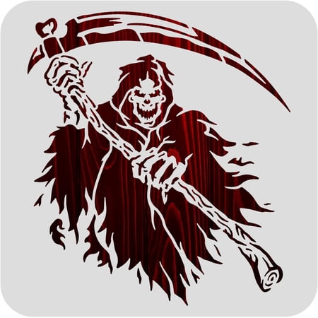 12x12inch Decoration Stencils Grim Reaper Scythe Pattern Cutout Template for Art Spraying DIY Home Decor Paint Wooden Signs diy