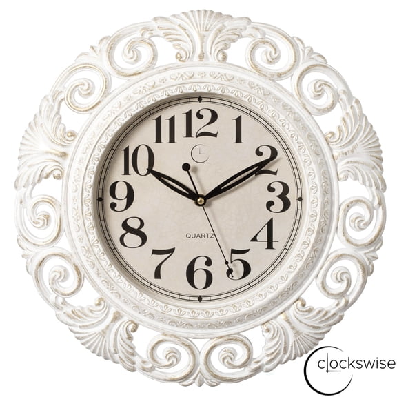 Clockswise Classic Round Decorative Hanging Wall Clock with Scroll Frame for Home Entryway Living Room Bedroom Kitchen Office Hotels & Restaurants