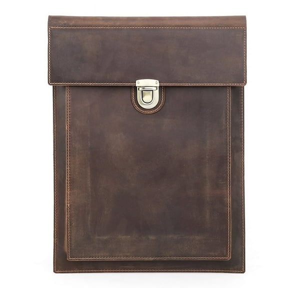 Bigcan Leather Laptop Sleeve for 14-inch Laptop & 11-inch Tablet – Vintage Handcrafted Crazy Horse Leather Case with Secure Snap Closure, Storage Pockets, and Custom Engraving Option