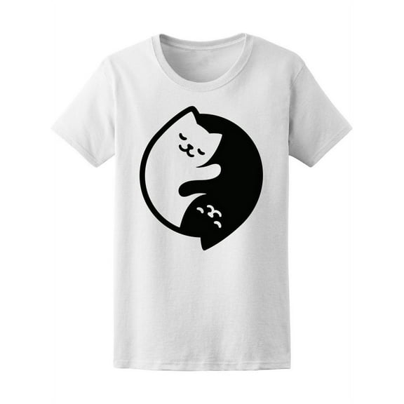 Ying Yang Cute Cats Hugging T-Shirt Women -Image by Shutterstock, Female Small