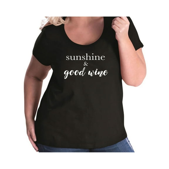 Sunshine & Good Wine Womens Plus Size Scoopneck T