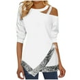 thumbnail image 2 of Idoravan Womens Long Sleeve Tunic Tops Strapped Crewneck Blouse Pullover, 2 of 6