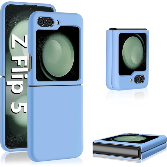 Z Flip 5 Liquid Silicone Case for Samsung Galaxy Z Flip5 5G, Slim Case for Women, Soft Gel Rubber Ultra Thin Cases Silky Touch Anti-Scratch Shockproof Protective Cover for Samsung Z Flip 5 5G (Blue)