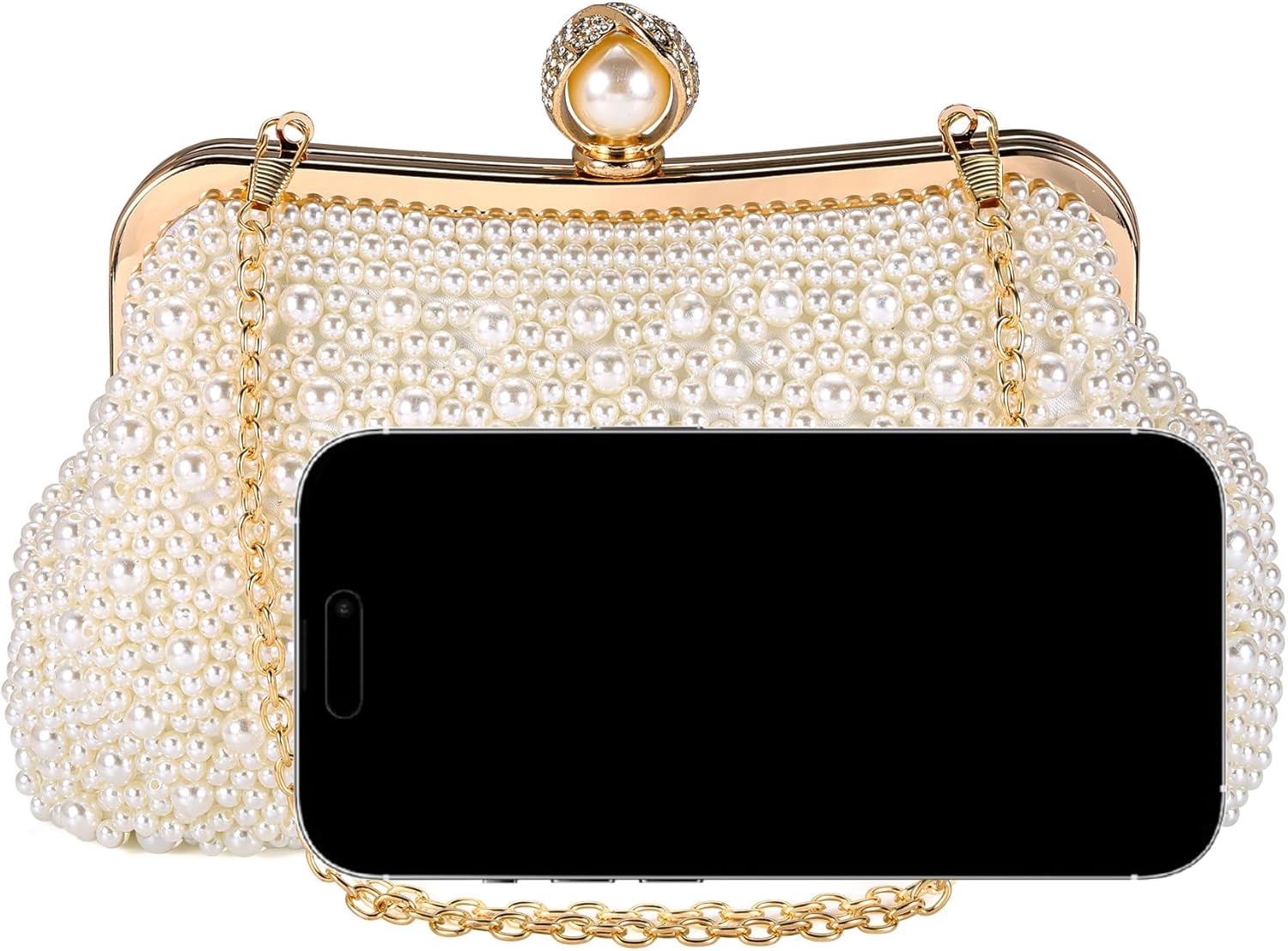 YooGuoGuo Pearl Clutch Purses for Women Evening Handbag Wedding Bridal Crossbody Bag for Party