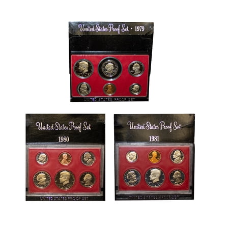 1979–1981 U.S. Proof Set Run – 18 Coins Total – OGP