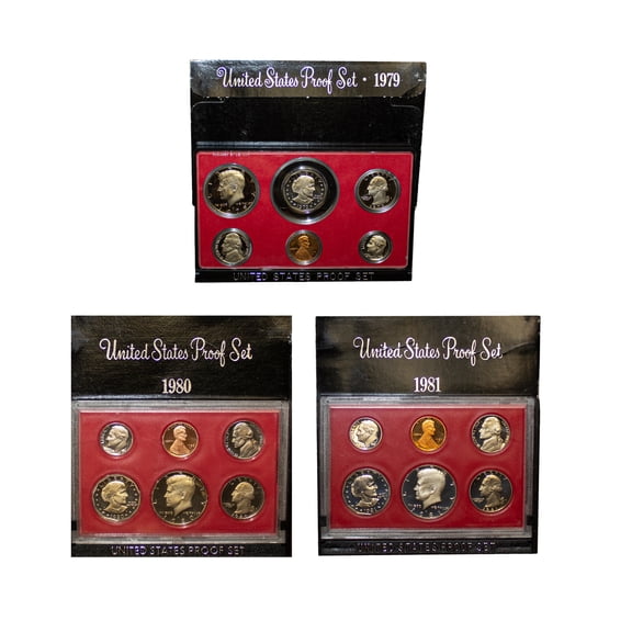 1979–1981 U.S. Proof Set Run – 18 Coins Total – OGP