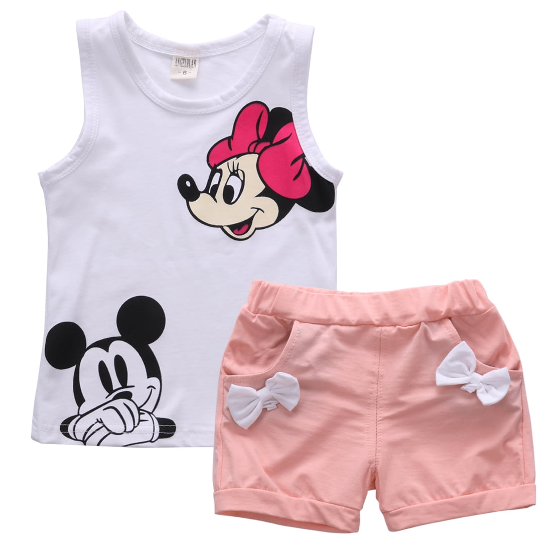 2pcs New Baby Kid Toddler Girl Minnie Mouse Outfit Clothes Set T-shirt Top+Pants