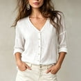 thumbnail image 2 of YgkuHd Womens Cardigans Lightweight 100% Cotton V-Neck Long Sleeve Breathable Comfort Relaxed Top,White_L, 2 of 5