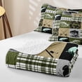 thumbnail image 4 of meiyoeat Rustic Outdoor Fishing Bed Spread Queen for Men Boys, Vintage Forest Plaid Camo Queen Coverlet Set, Olive Green, 3-Piece, 4 of 7