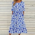 thumbnail image 3 of Edvintorg Womens Dresses Summer Casual Round Neck Short Sleeve Folding Floral Dress with Pocket Vacation Dresses for Women 2025, 3 of 5