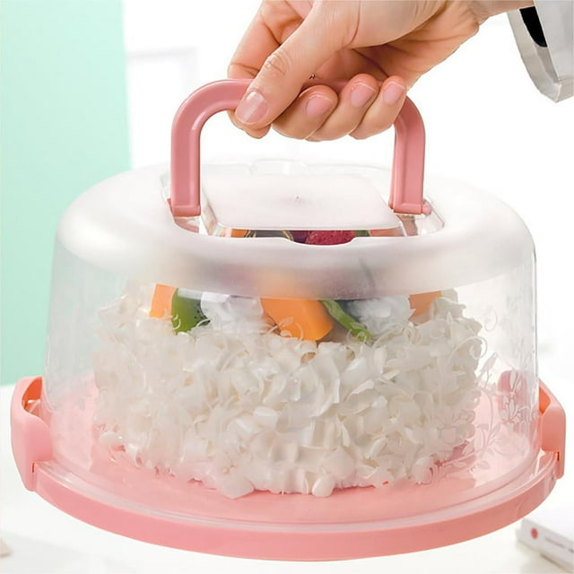 Clearance Tyidzon Cake Carrier with Lid and Handle Cake Containers Cake Holder for 10 Inch Cake with 2 Handles - Plastic Cover Two Sided Base for Transport Cake Nut Fruit Great Gifts