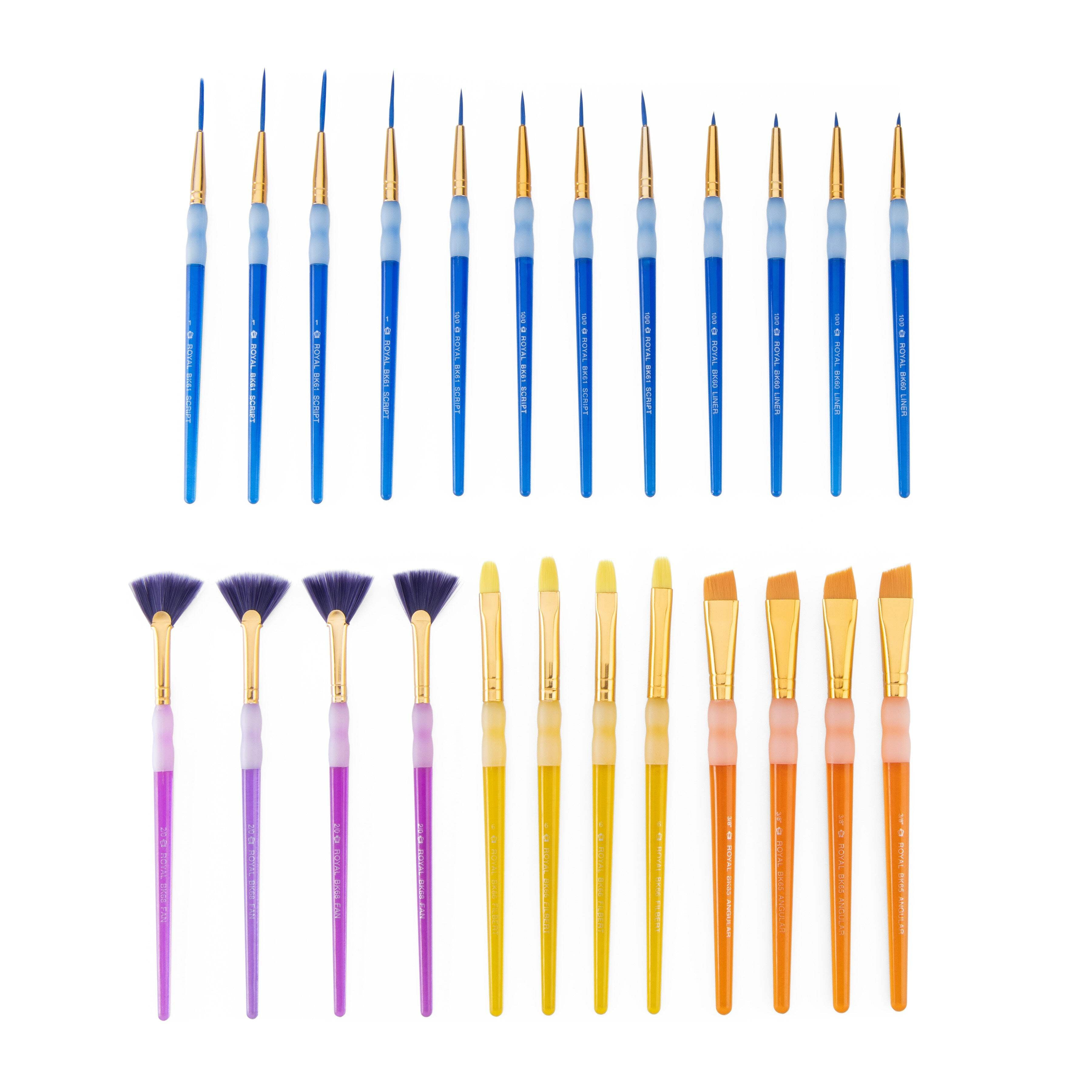 Royal Brush 2020983 Big Kids Choice Value Specialty Paint Brushes, Assorted Size - Set of 24