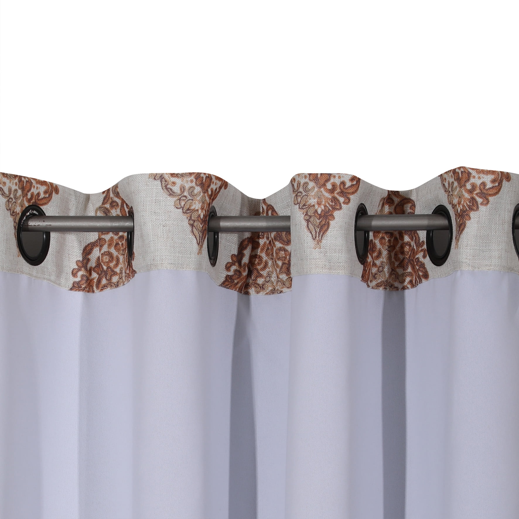 Lanco Geometric Faux Linen Blackout Thermal Grommet Curtain Rust, Beige, Single Curtain Panel, Size 52 x 84"