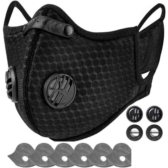 Reusable Half Face Cover Mask w/ Filter Cycling Outdoor Sport Face Mask Black