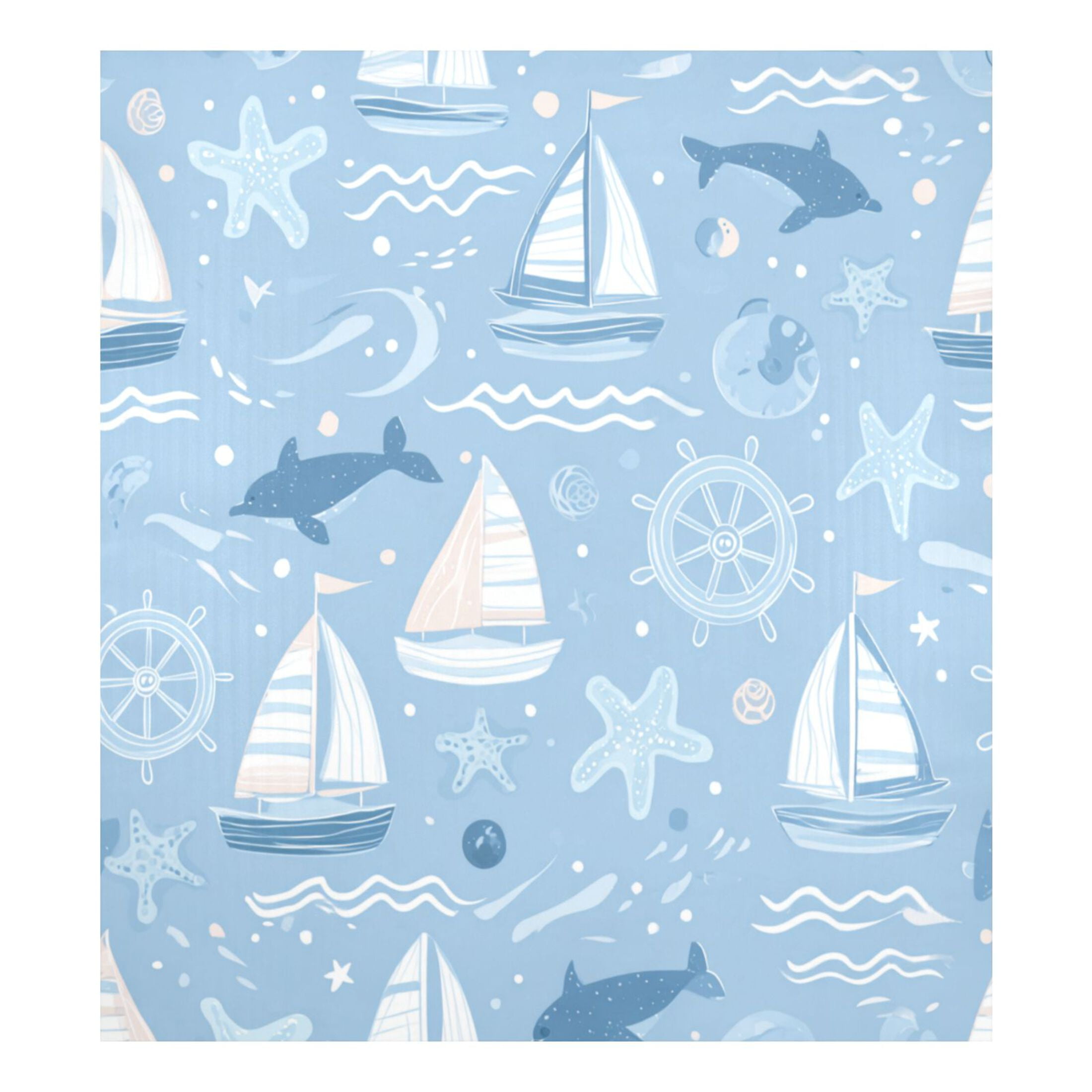 Dishwasher Magnetic Refrigerator Magnet Cover Sticker Home Decorative 23"x26" Light Blue Marine Animal Design