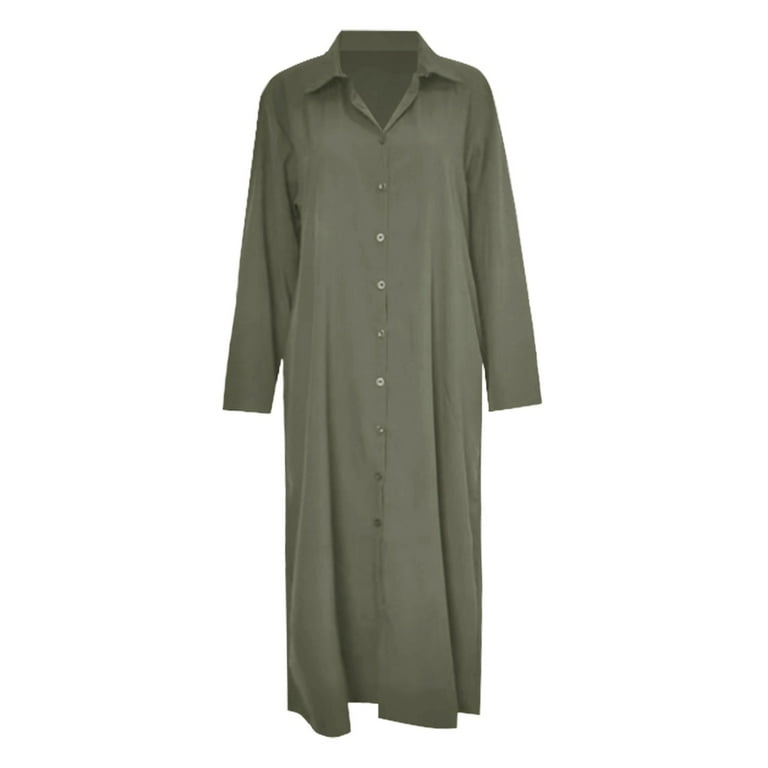 IDALL Maxi Dresses,Casual Dresses Women's Casual Button Down Cotton Linen Long Shirt Dress With Pockets Long Sleeve Dress,Long Dresses,Womens Dresses Green 2 Dress M - Walmart.com IDALL Maxi Dresses,Casual Dresses Women's Casual Button Down Cotton Linen Long Shirt Dress With Pockets Long Sleeve Dress,Long Dresses,Womens Dresses Green 2 Dress M - Walmart.com