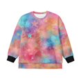 thumbnail image 4 of Xoenoiee Star Tie Dye Print Girls Casual Crewneck Sweatshirts 2025 Spring Fall Clothes Long Sleeve Side Slit Workout Fleece Pullover Tops, Size 11-12 Years, 4 of 7