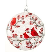 The Bridge Collection 5" Snowy Berries with Cardinals Ornament - Bird Ornament - Cardinal Ornament for Christmas Tree - Cardinal Decor