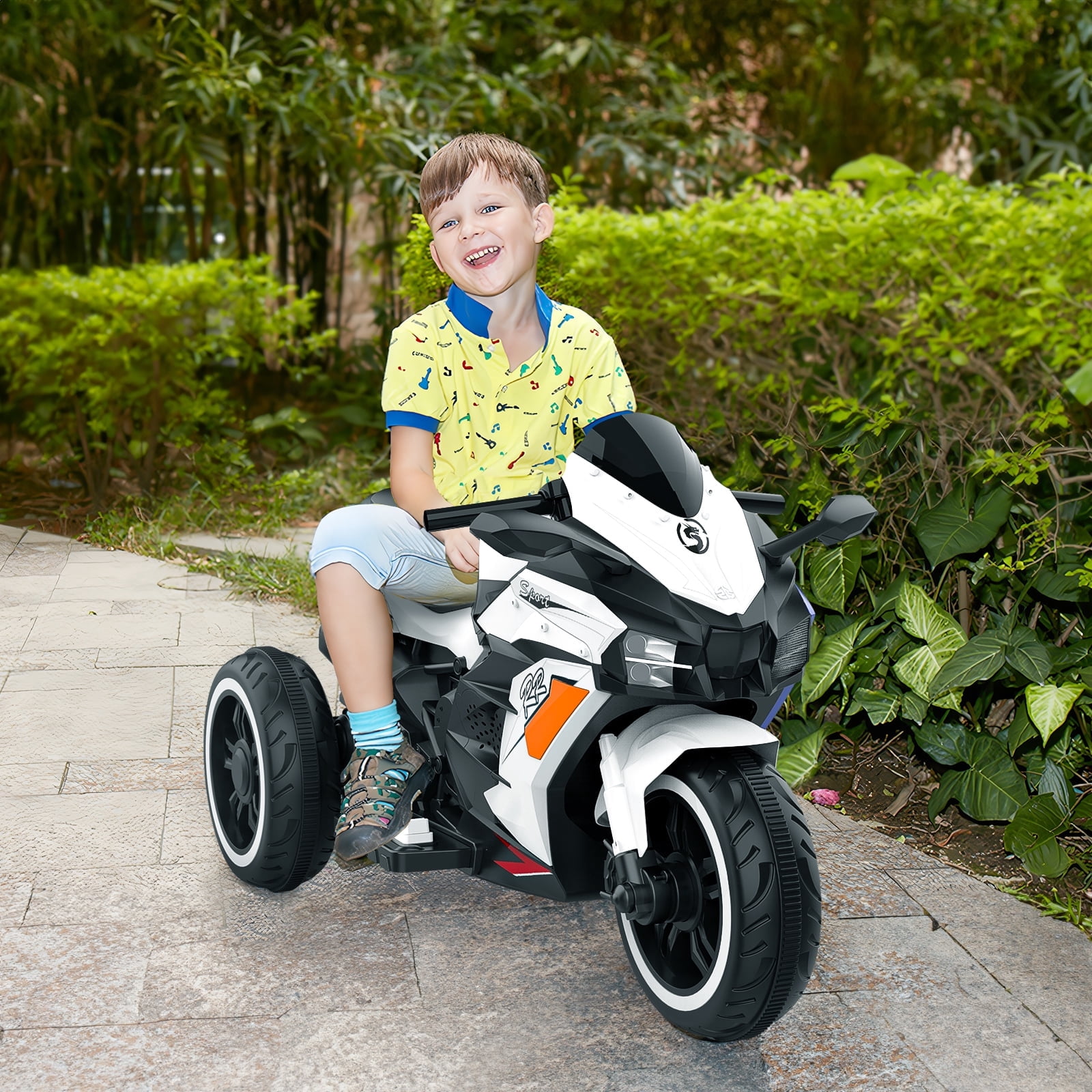 YOMYM Ride on Toys 12V Electric Motorcycle for Kids 2-4 Years, Ride On Motorcycle w/Training Wheels