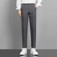 thumbnail image 2 of Pantalones grises para hombre, trajes de trabajo fluidos drapeados para hombre, pantalones de tela de oficina, elegantes, coreanos, reseñas, muchas prendas de diseñador, formales, 2 of 4