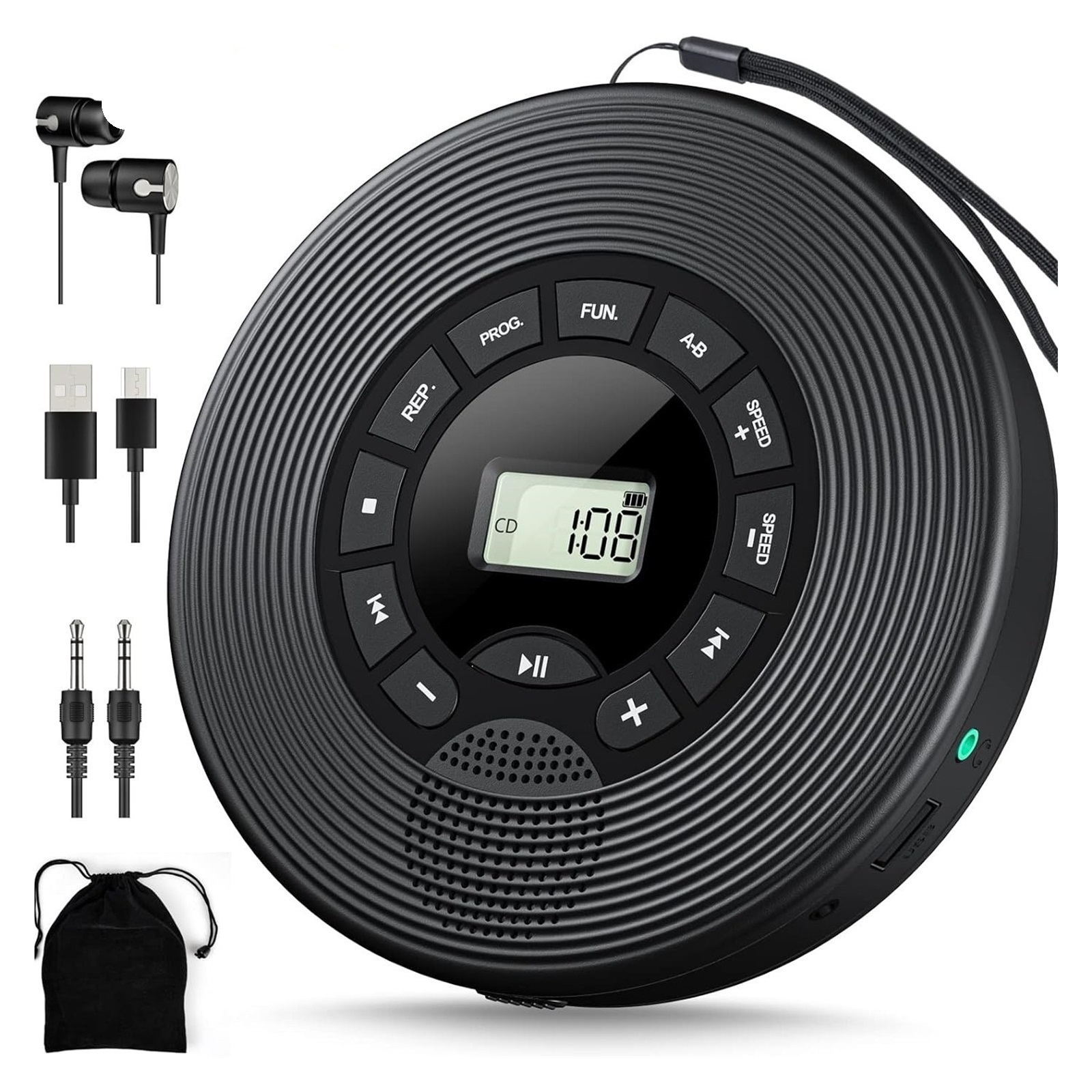 Bluetooth CD Player with USB Port Stereo Sound Audio Output and Language Repeat Function ,Multi-Functional
