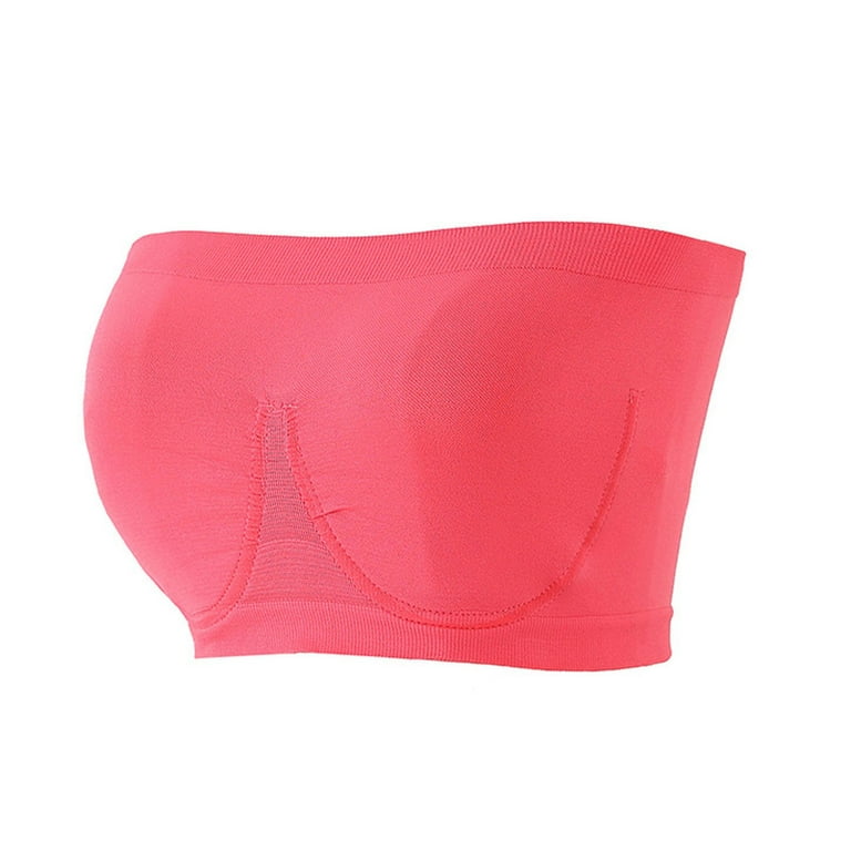 TMGONE Stretch Strapless Bra Fashionable Summer Strapless Bra Suitable For  One-Shoulder Tops， Hot Pink， S(Buy 2 Get 1 Free) 