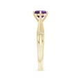 thumbnail image 3 of ANGARA Natural Tapered Shank Amethyst Solitaire Ring with Diamonds in 14K Yellow Gold for Women (Size-6mm) | February Birthstone, Birthday, Anniversary, Jewelry Gift for Women | Natural Amethyst Ring, 3 of 9