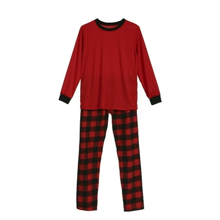 Christmas Family Pajamas Matching Sets Red Black Plaid Shirt Top Pant 2 Piece Walmart