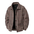 thumbnail image 2 of gzxflxpge Corduroy Jacket for Men Causal Regular Fit Snap Button-Up Plaid Coat Retro Long Sleeve Lapel Collared Fall Winter Outwear with Pockets Beige 2XL, 2 of 9