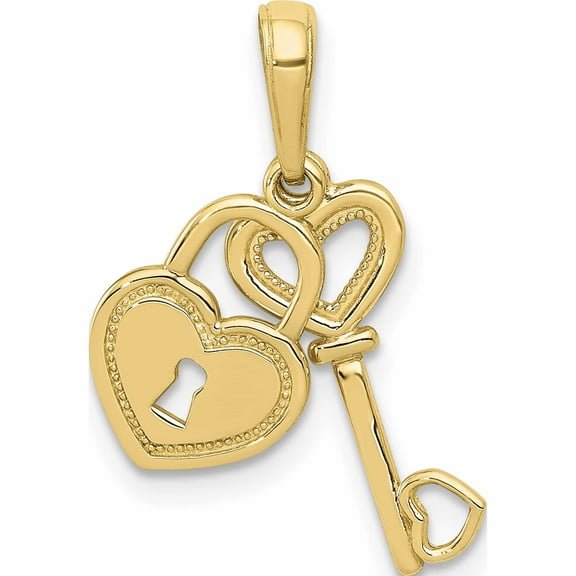10K Yellow Gold Polished Heart Key And Lock Charm (21 X 7) Made In United States 10k5150